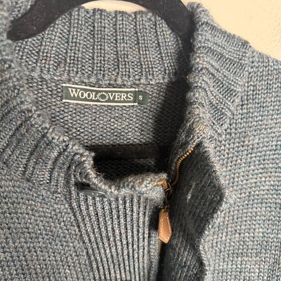 Woolovers Men's Small Blue Cardigan Sweater Button Up Ribbed Knit Fall Cozy - Picture 3 of 6